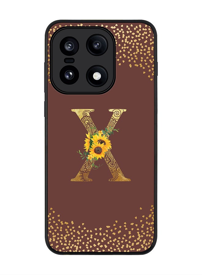 For OnePlus 15 Case,Slim fit Camera Protection, Shockproof Thin Phone cover  - Custom Floral Monogram - X  (Brown )